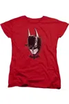 Gildan Batman Arkham Knight Ak Head Short Sleeve Womens Tee / T-shirt In Red