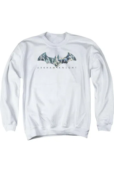 Gildan Batman Arkham Knight Descending Logo Adult Crewneck Sweatshirt In White