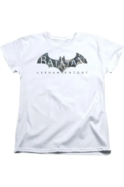 Gildan Batman Arkham Knight Descending Logo Short Sleeve Womens Tee / T-shirt In White