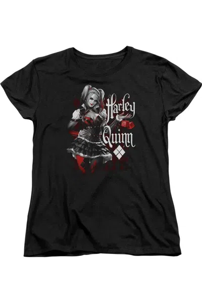 Gildan Batman Arkham Knight Dice Short Sleeve Womens Tee / T-shirt In Black
