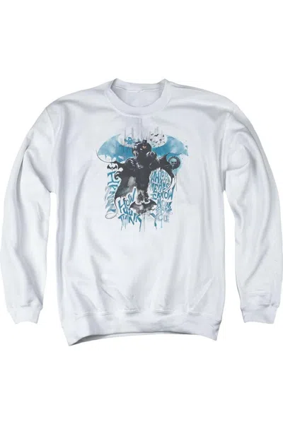 Gildan Batman Arkham Knight I Know Adult Crewneck Sweatshirt In White