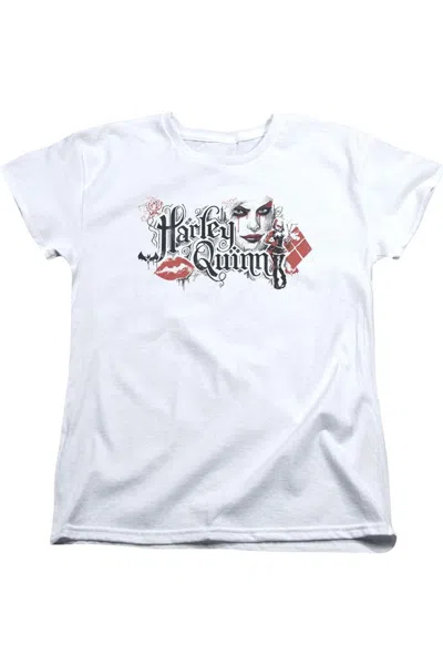 Gildan Batman Arkham Knight Lips Short Sleeve Womens Tee / T-shirt In White