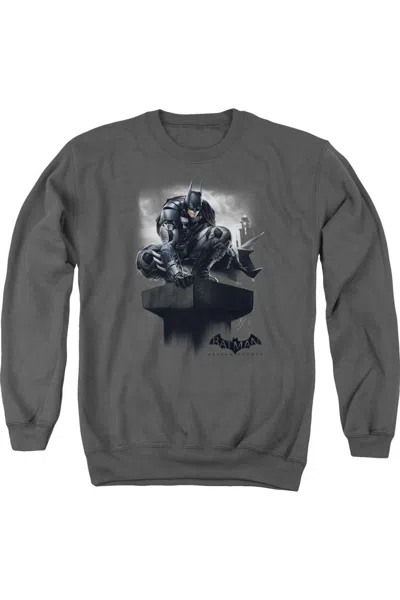 Gildan Batman Arkham Knight Perched Adult Crewneck Sweatshirt In Gray