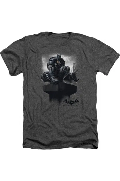 Gildan Batman Arkham Knight Perched Adult Heather Tee / T-shirt In Gray