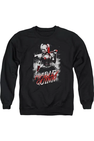 Gildan Batman Arkham Knight Quinn City Adult Crewneck Sweatshirt In Black