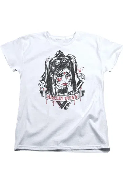 Gildan Batman Arkham Knight Sugar Quinn Short Sleeve Womens Tee / T-shirt In White