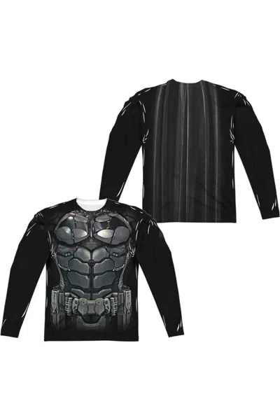 Gildan Batman Arkham Knight Uniform (front/back Print) Long Sleeve Adult Poly Crew Tee / T-shirt In White