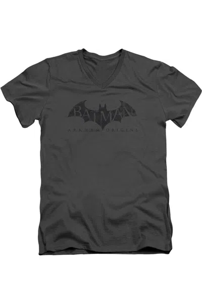 Gildan Batman Arkham Origins Crackle Logo Short Sleeve Adult V Neck Tee / T-shirt In Pink
