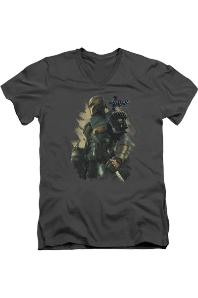 Gildan Batman Arkham Origins Deathstroke Short Sleeve Adult V Neck Tee / T-shirt In Pink