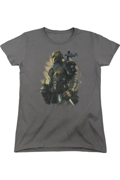 Gildan Batman Arkham Origins Deathstroke Short Sleeve Womens Tee / T-shirt In Pink