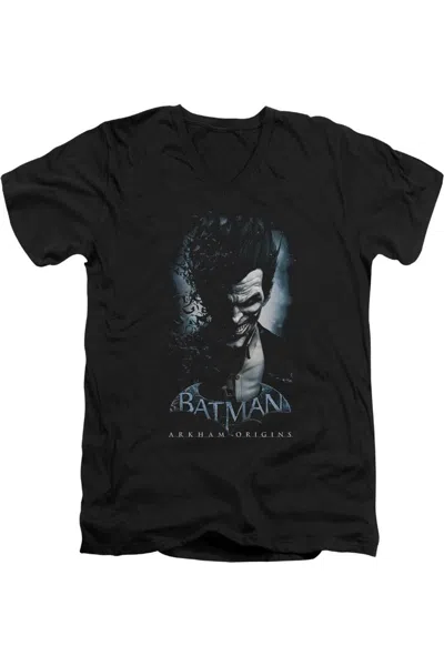 Gildan Batman Arkham Origins Joker Short Sleeve Adult V Neck Tee / T-shirt In Black