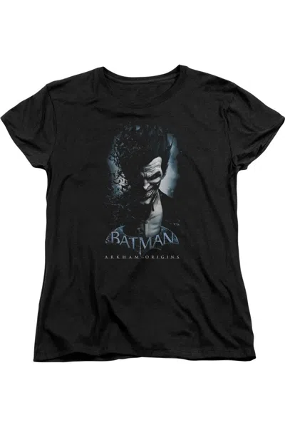 Gildan Batman Arkham Origins Joker Short Sleeve Womens Tee / T-shirt In Black