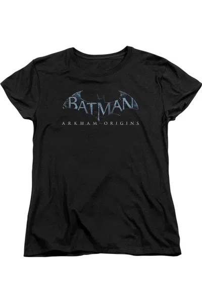 Gildan Batman Arkham Origins Logo Short Sleeve Womens Tee / T-shirt In Black