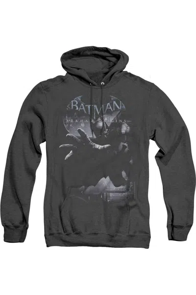 Gildan Batman Arkham Origins Out Of The Shadows Adult Heather Hoodie / Hooded Sweatshirt In Black