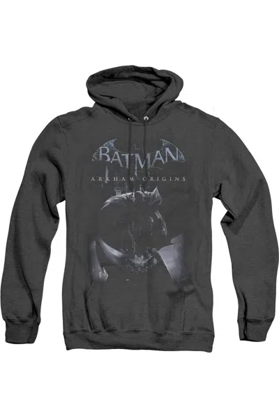 Gildan Batman Arkham Origins Perched Cat Adult Heather Hoodie / Hooded Sweatshirt In Black