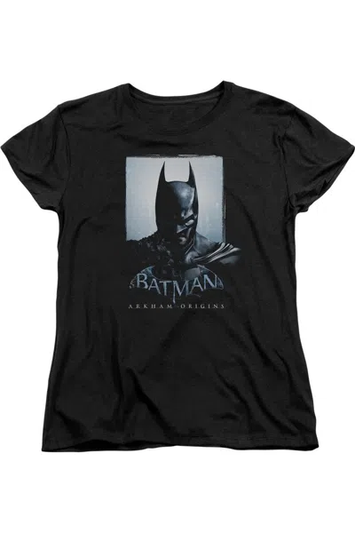 Gildan Batman Arkham Origins Two Sides Short Sleeve Womens Tee / T-shirt In Black