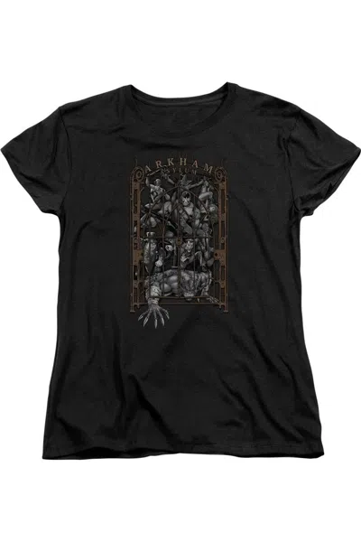 Gildan Batman Arkhams Gate Short Sleeve Womens Tee / T-shirt In Black