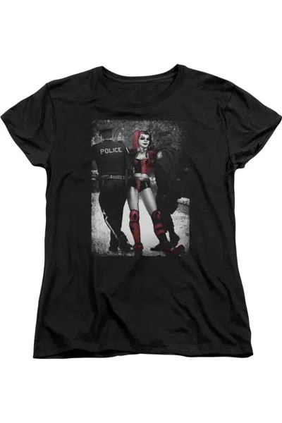 Gildan Batman Arrest Short Sleeve Womens Tee / T-shirt In Black