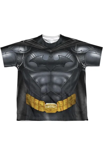 Gildan Kids' Batman Athletic Uniform (front/back Print) Short Sleeve Youth Poly Crew Tee / T-shirt In Black