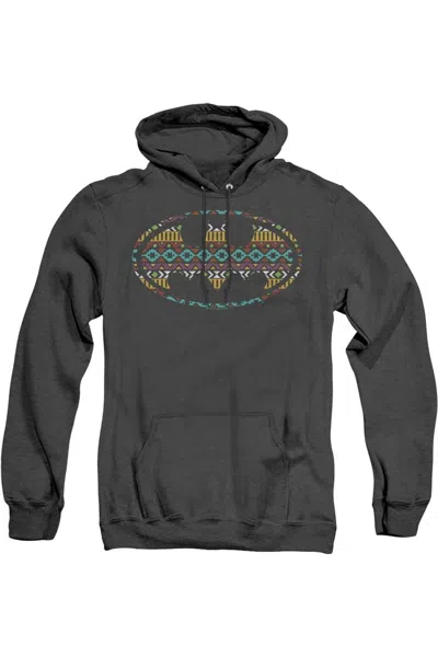 Gildan Batman Aztec Fill Adult Heather Hoodie / Hooded Sweatshirt In Black