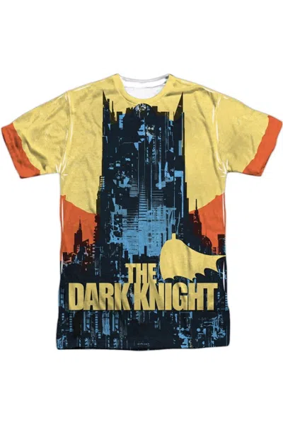 Gildan Batman Bat Building Short Sleeve Adult Poly Crew Tee / T-shirt In White