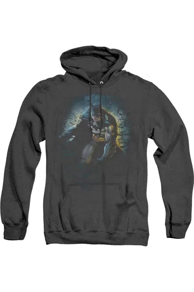 Gildan Batman Bat Cave Adult Heather Hoodie / Hooded Sweatshirt In Black