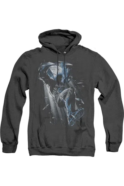 Gildan Batman Bat Crash Adult Heather Hoodie / Hooded Sweatshirt In Black