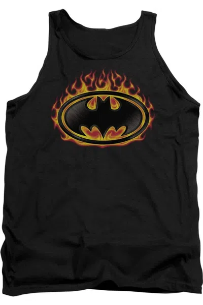 Gildan Batman Bat Flames Shield Adult Tank Top In Black