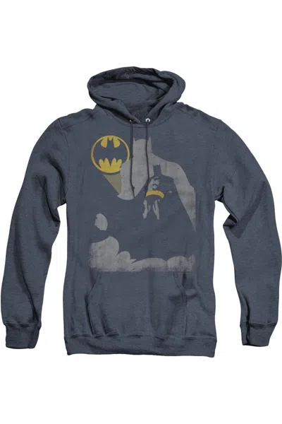 Gildan Batman Bat Knockout Adult Heather Hoodie / Hooded Sweatshirt In Blue
