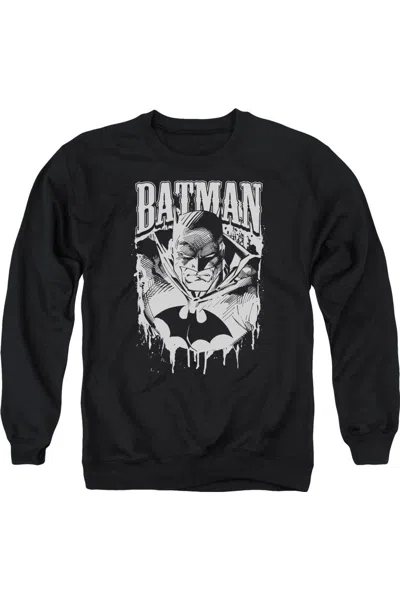 Gildan Batman Bat Metal Adult Crewneck Sweatshirt In Black
