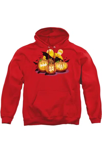 Gildan Batman Bat O Lanterns Adult Pull Over Hoodie / Hooded Sweatshirt In Red