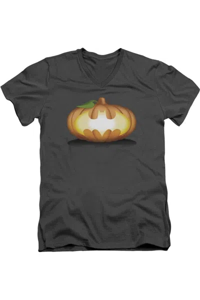 Gildan Batman Bat Pumpkin Logo Short Sleeve Adult V Neck Tee / T-shirt In Pink