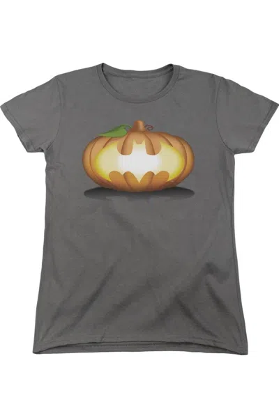 Gildan Batman Bat Pumpkin Logo Short Sleeve Womens Tee / T-shirt In Pink