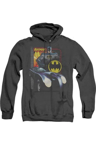 Gildan Batman Bat Racing Adult Heather Hoodie / Hooded Sweatshirt In Black