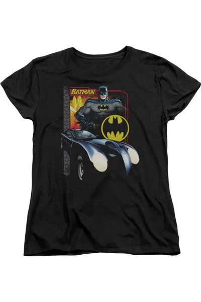 Gildan Batman Bat Racing Short Sleeve Womens Tee / T-shirt In Black