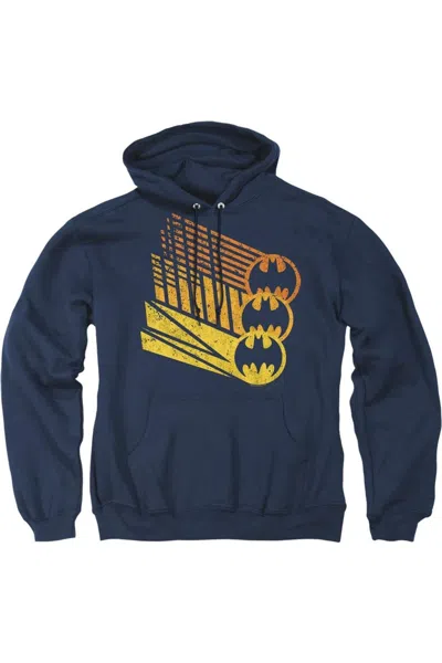 Gildan Batman Bat Signal Shapes Adult Pull Over Hoodie / Hooded Sweatshirt In Blue