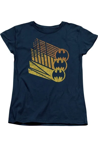 Gildan Batman Bat Signal Shapes Short Sleeve Womens Tee / T-shirt In Blue