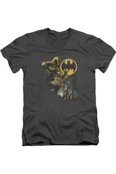 Gildan Batman Bat Signal Short Sleeve Adult V Neck Tee / T-shirt In Pink