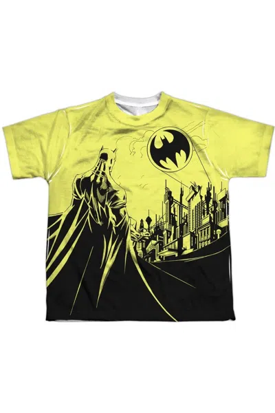 Gildan Kids' Batman Bat Signal Short Sleeve Youth Poly Crew Tee / T-shirt In Yellow