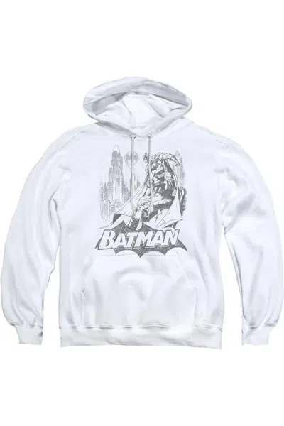 Gildan Batman Bat Sketch Adult Pull Over Hoodie / Hooded Sweatshirt In White