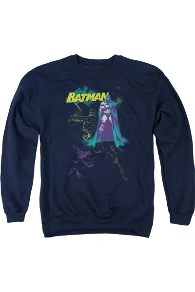 Gildan Batman Bat Spray Adult Crewneck Sweatshirt In Blue