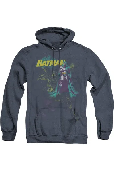 Gildan Batman Bat Spray Adult Heather Hoodie / Hooded Sweatshirt In Blue