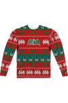 Gildan Batman Bat Sweater (front/back Print) Long Sleeve Adult Poly Crew Tee / T-shirt In White