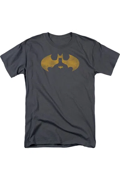 Gildan Batman Bat Symbol Knockout Short Sleeve Adult Tee / T-shirt In Gray