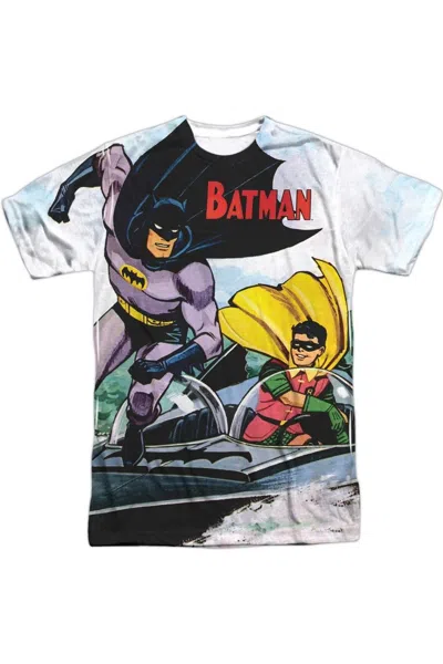 Gildan Batman Batboat Short Sleeve Adult Poly Crew Tee / T-shirt In White
