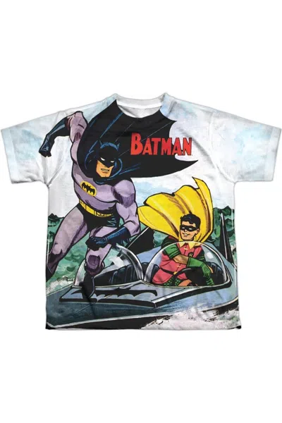 Gildan Kids' Batman Batboat Short Sleeve Youth Poly Crew Tee / T-shirt In Multi