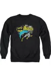 Gildan Batman Batgirl Halftone Adult Crewneck Sweatshirt In Black