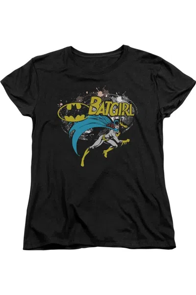 Gildan Batman Batgirl Halftone Short Sleeve Womens Tee / T-shirt In Black
