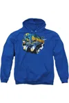 Gildan Batman Batmobile Adult Pull Over Hoodie / Hooded Sweatshirt In Blue