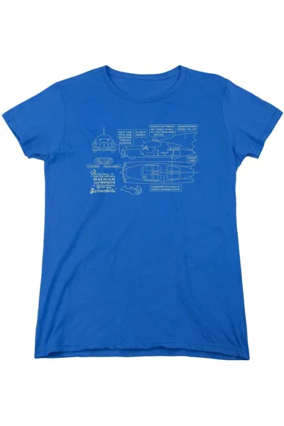 Gildan Batman Batmobile Short Sleeve Womens Tee / T-shirt In Blue